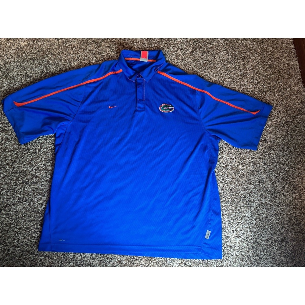 Sz 2XL XXL Nike Florida Gators Dri-Fit UF Polo Front Pocket Shirt Men's Blue